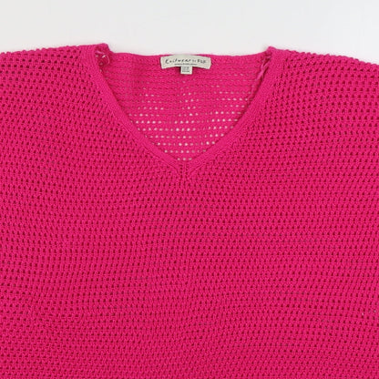 F&F Womens Pink V-Neck  Acrylic Pullover Jumper Size 16