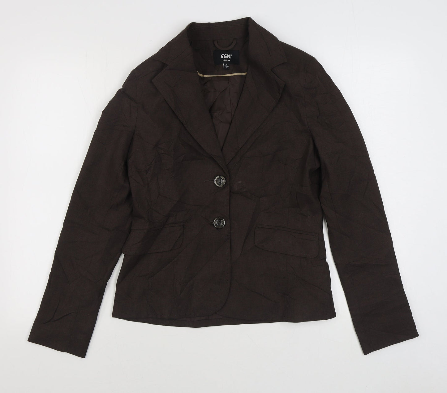 Yen Womens Brown   Jacket Blazer Size 10  Button