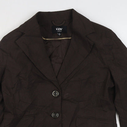 Yen Womens Brown   Jacket Blazer Size 10  Button
