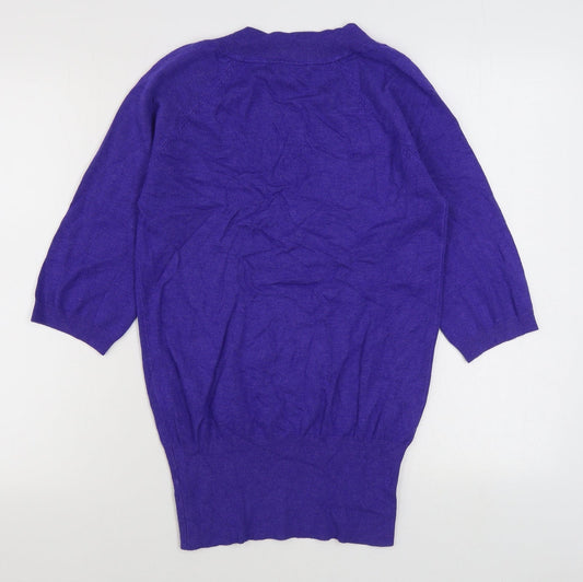 George Womens Purple V-Neck  Viscose Pullover Jumper Size 10