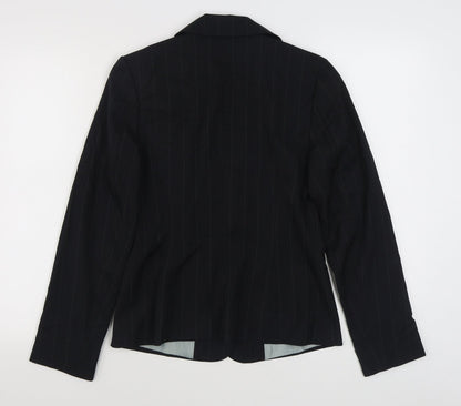 George Womens Black Striped  Jacket Blazer Size 10  Button