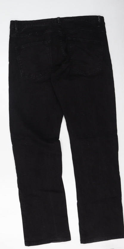 Dunnes Stores Womens Black  Cotton Straight Jeans Size 36 L25 in Regular