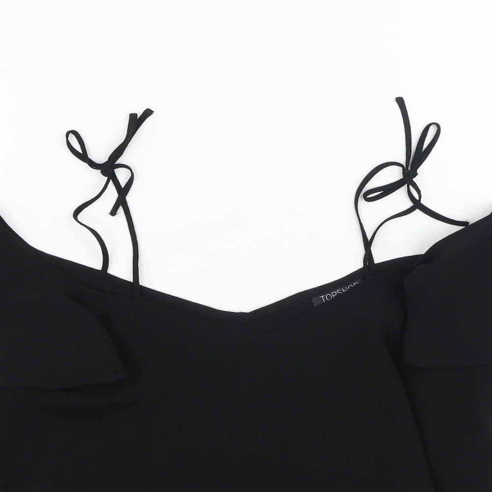 Womens UK Size 8 Topshop Black Basic Blouse