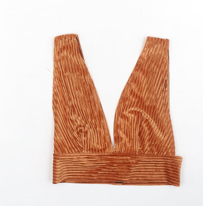 SBetro Womens Orange  Polyester Cropped Tank Size S V-Neck