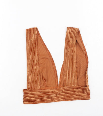 SBetro Womens Orange  Polyester Cropped Tank Size S V-Neck