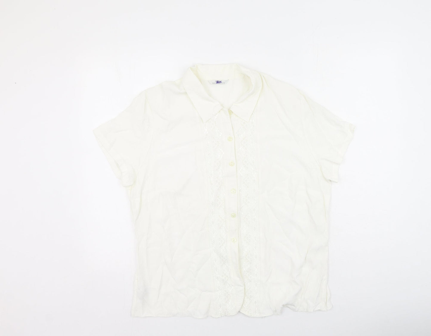Womens UK Size 20 Marks and Spencer Ivory Basic Button-Up