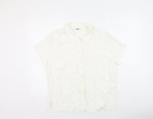 Womens UK Size 20 Marks and Spencer Ivory Basic Button-Up