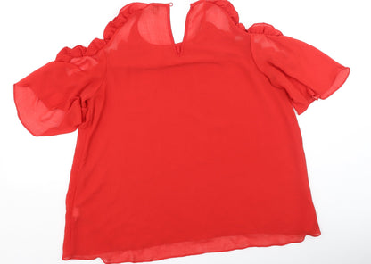 Womens UK Size 14 River Island Red Basic Blouse