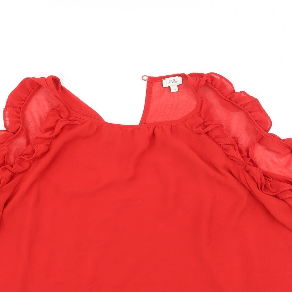 Womens UK Size 14 River Island Red Basic Blouse