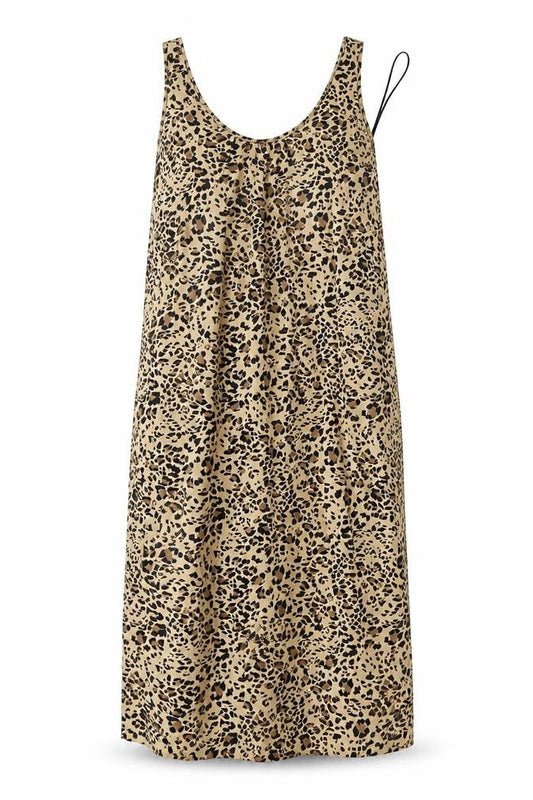 Marks and Spencer Womens Brown Animal Print Viscose Tank Dress  Size 8  Round Neck