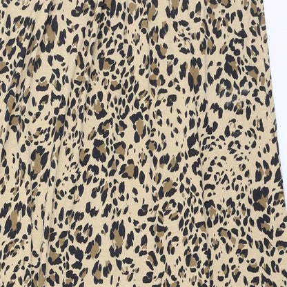 Marks and Spencer Womens Brown Animal Print Viscose Tank Dress  Size 8  Round Neck