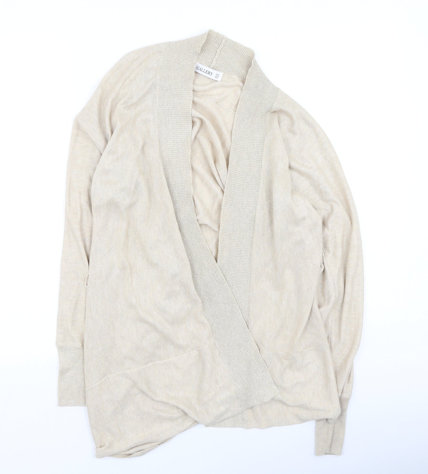 Gallery Womens Gold V-Neck  Polyester Cardigan Jumper Size M