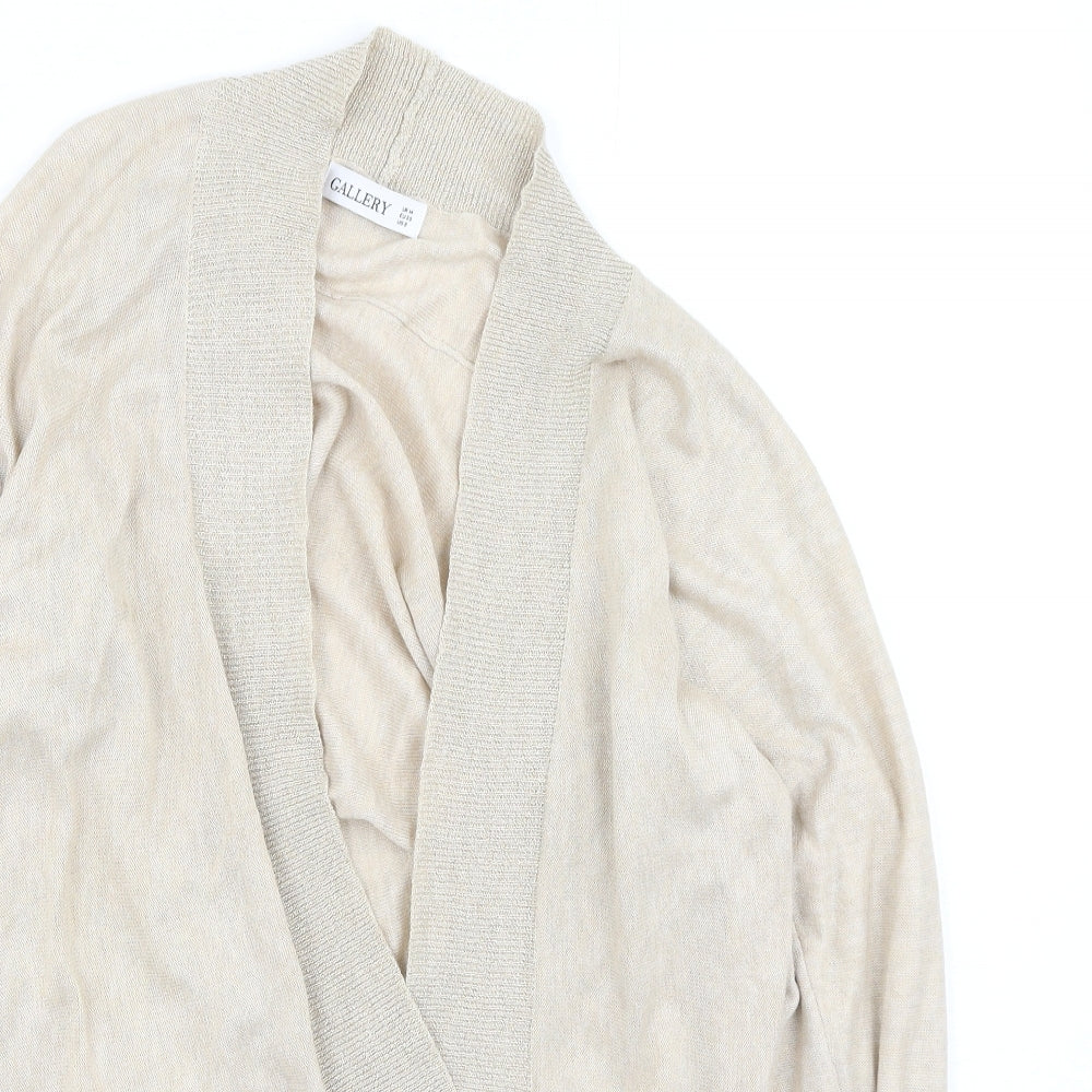 Gallery Womens Gold V-Neck  Polyester Cardigan Jumper Size M