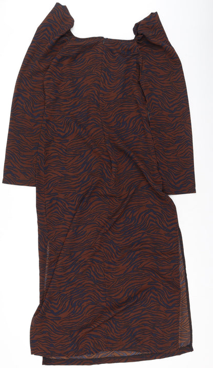 SheIn Womens Brown Animal Print Polyester Bodycon  Size M  Square Neck