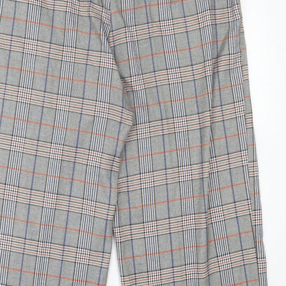 Gerard Mens Grey Plaid Polyester Trousers  Size 18 L23 in Regular Hook & Eye