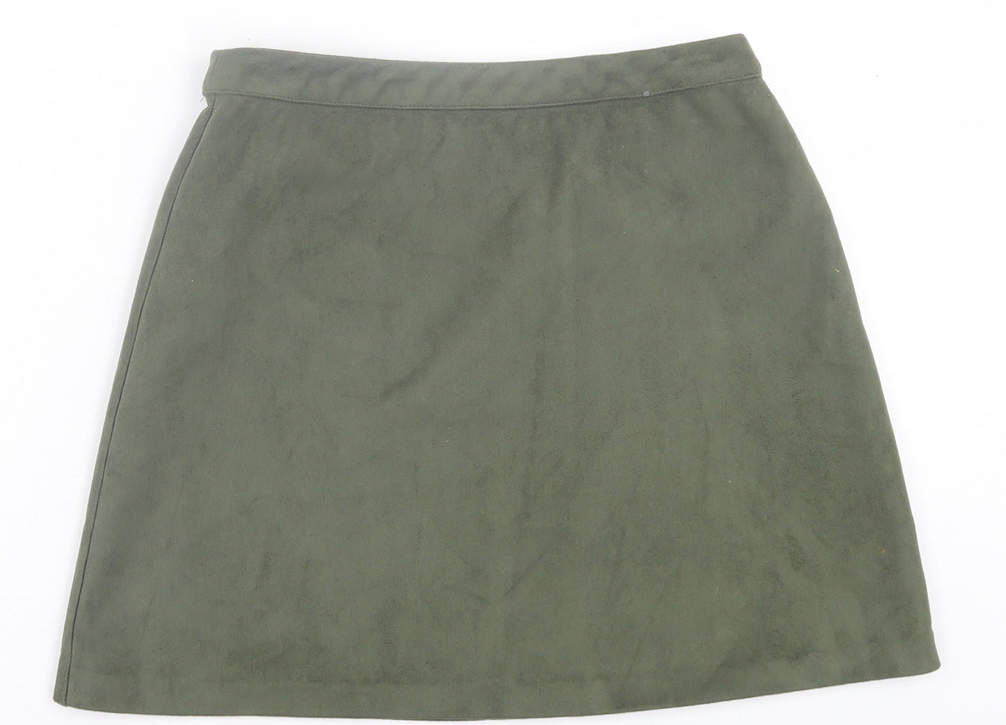 Primark Womens Green  Polyester A-Line Skirt Size 10   Zip