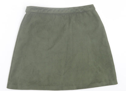 Primark Womens Green  Polyester A-Line Skirt Size 10   Zip