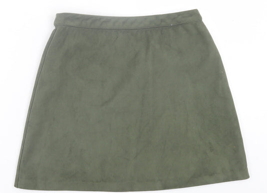Primark Womens Green  Polyester A-Line Skirt Size 10   Zip