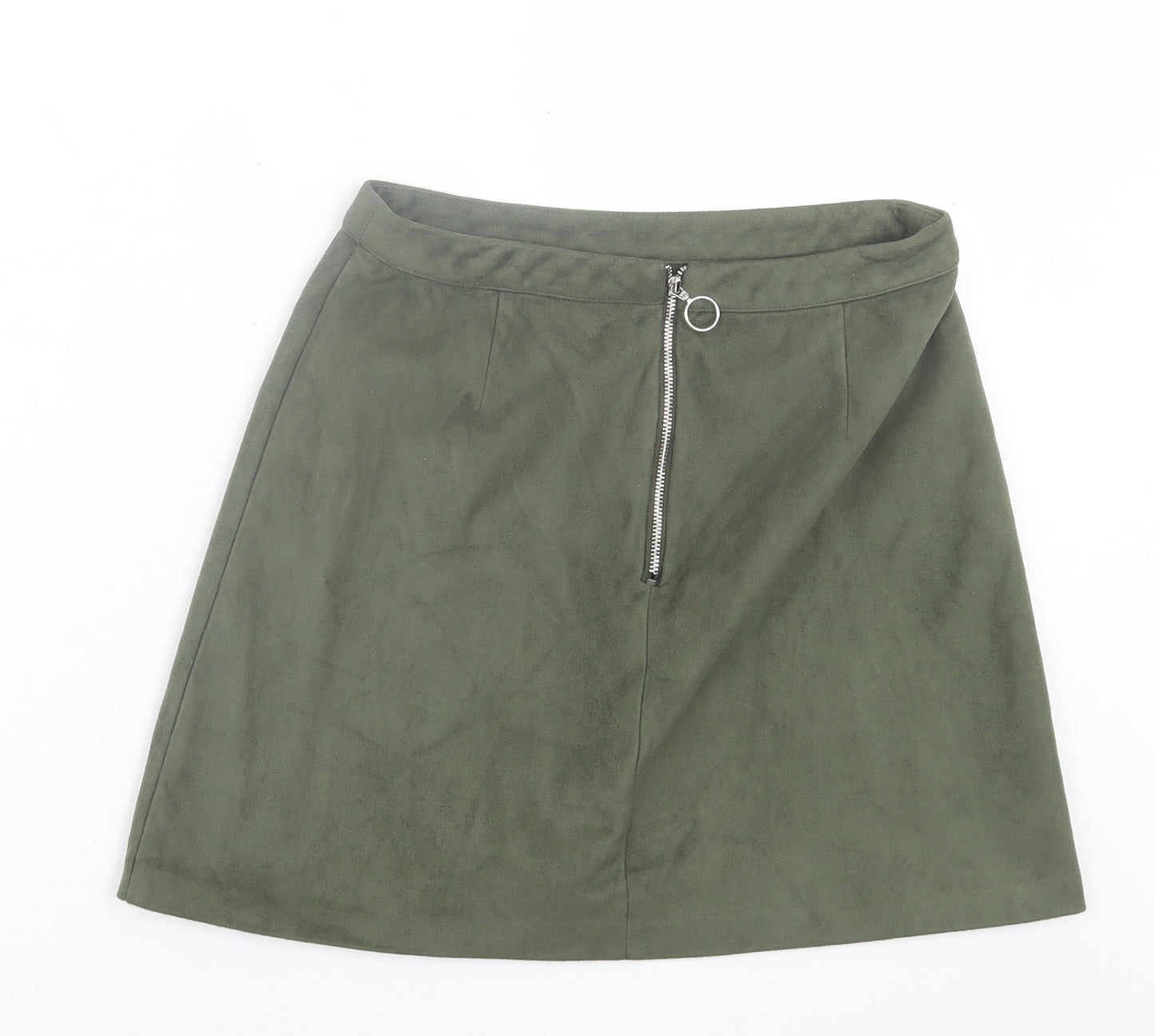 Primark Womens Green  Polyester A-Line Skirt Size 10   Zip