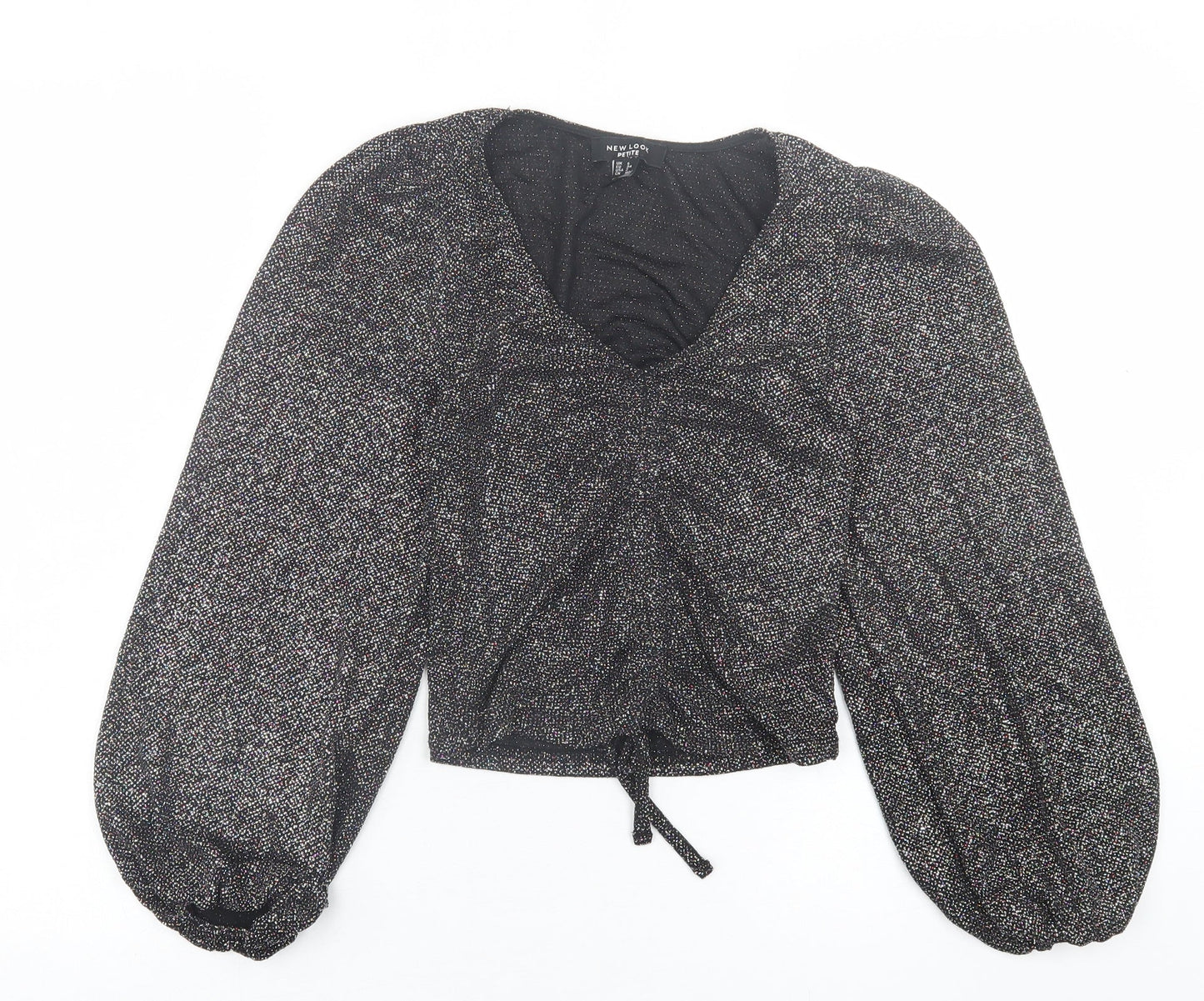 Womens UK Size 6 New Look Silver Cropped Blouse