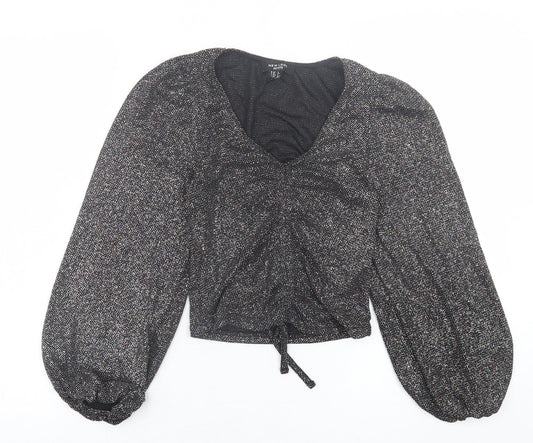 Womens UK Size 6 New Look Silver Cropped Blouse