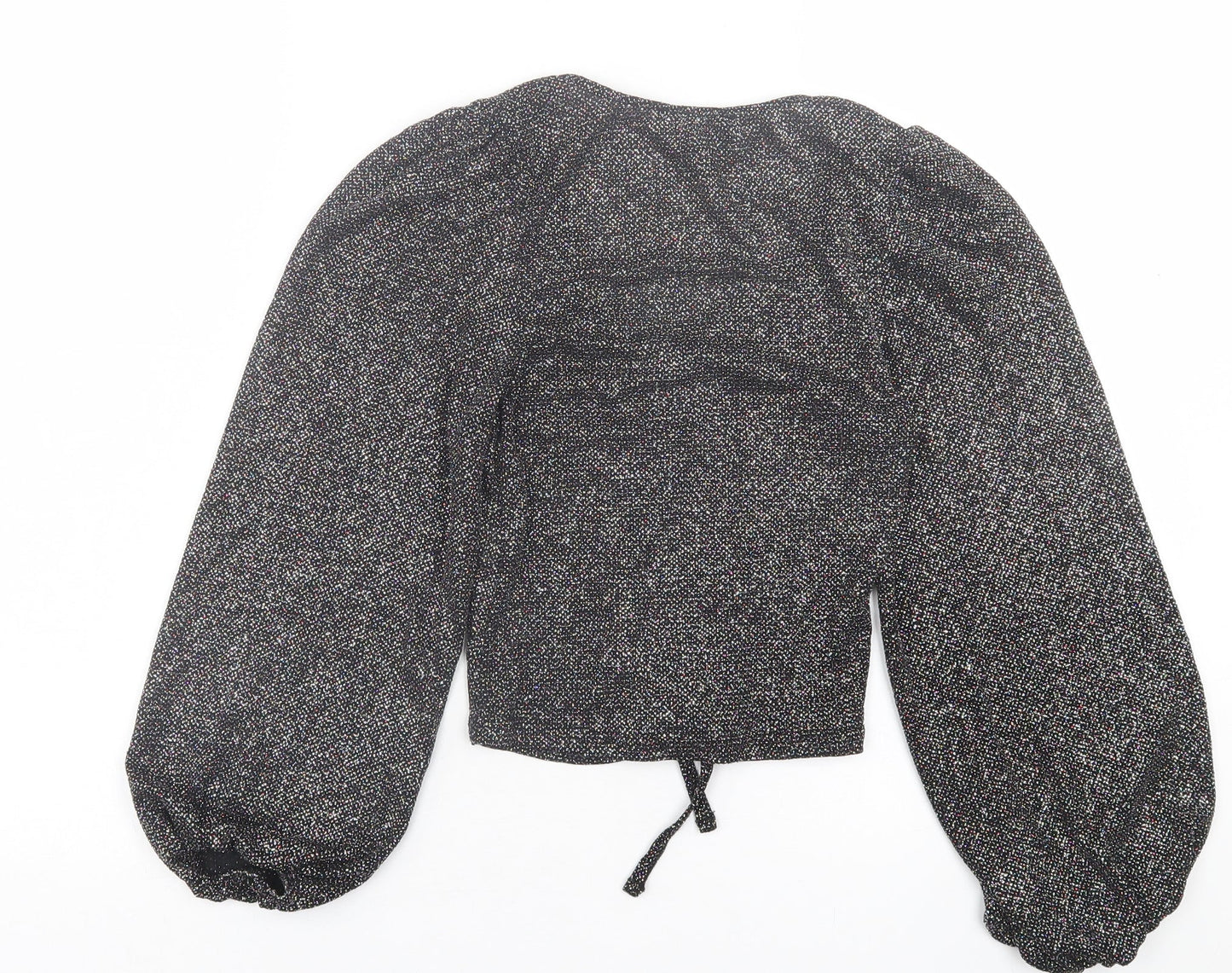 Womens UK Size 6 New Look Silver Cropped Blouse