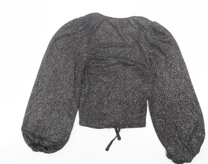 Womens UK Size 6 New Look Silver Cropped Blouse