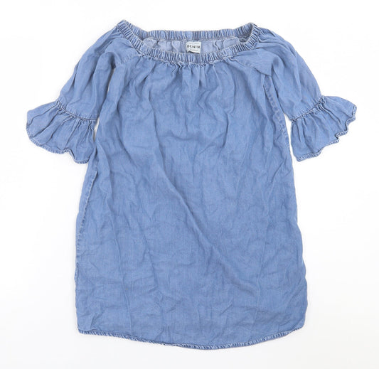 New Look Womens Blue  Lyocell A-Line  Size 6  Off the Shoulder Pullover