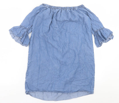 New Look Womens Blue  Lyocell A-Line  Size 6  Off the Shoulder Pullover
