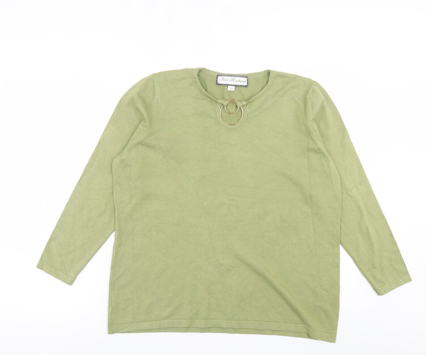 Womens UK Size 16 Paco Boutique Green Pullover Jumper