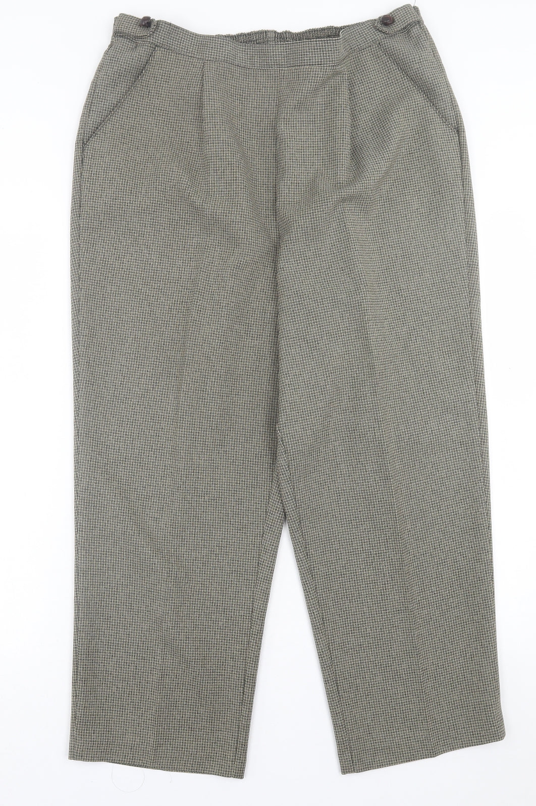 BM Womens Black Plaid Polyester Trousers  Size 16 L24 in Regular Button