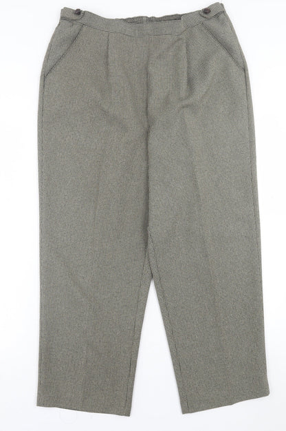 BM Womens Black Plaid Polyester Trousers  Size 16 L24 in Regular Button