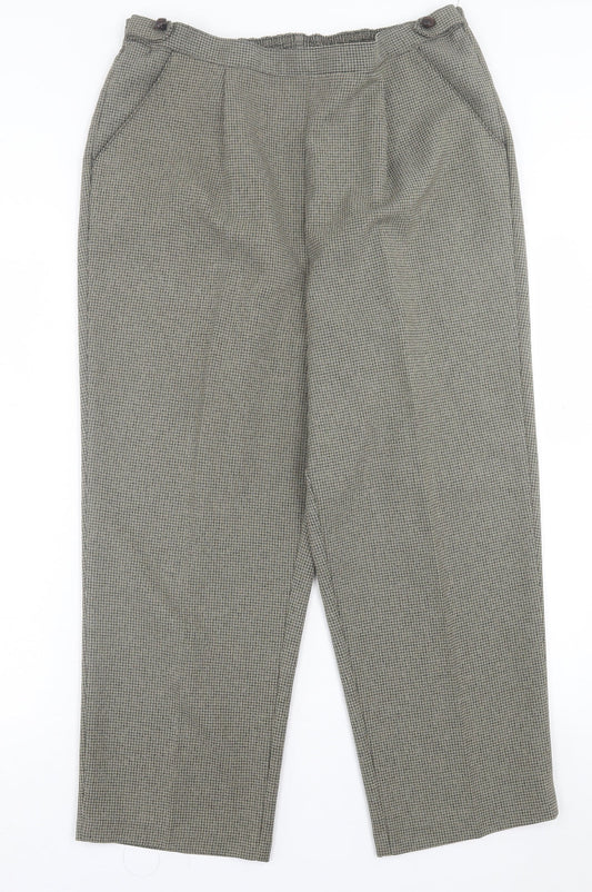 BM Womens Black Plaid Polyester Trousers  Size 16 L24 in Regular Button