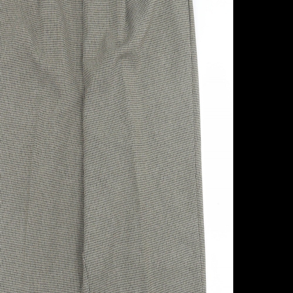 BM Womens Black Plaid Polyester Trousers  Size 16 L24 in Regular Button