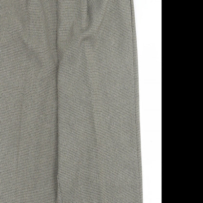 BM Womens Black Plaid Polyester Trousers  Size 16 L24 in Regular Button