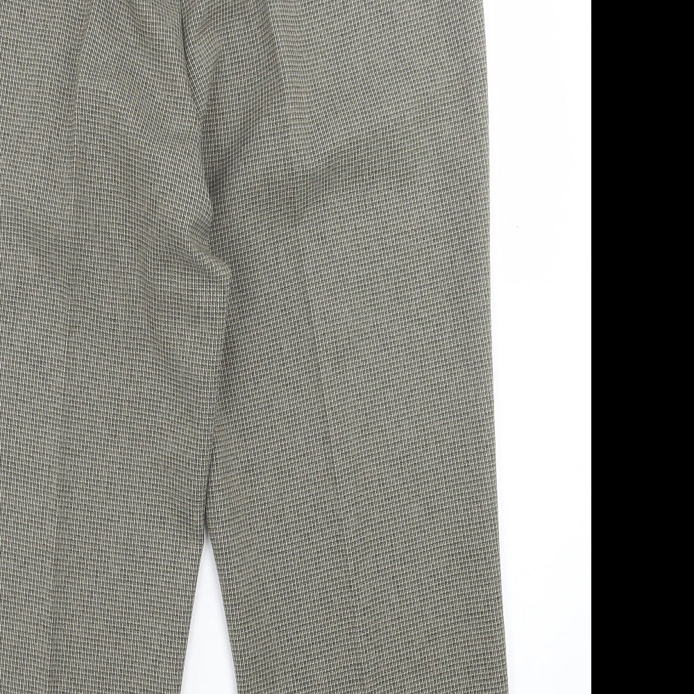 BM Womens Black Plaid Polyester Trousers  Size 16 L24 in Regular Button