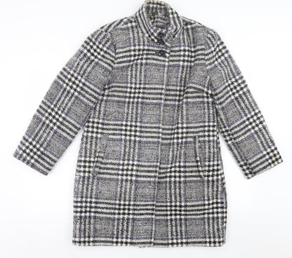 Classic Womens Purple Plaid  Overcoat Coat Size 12  Button