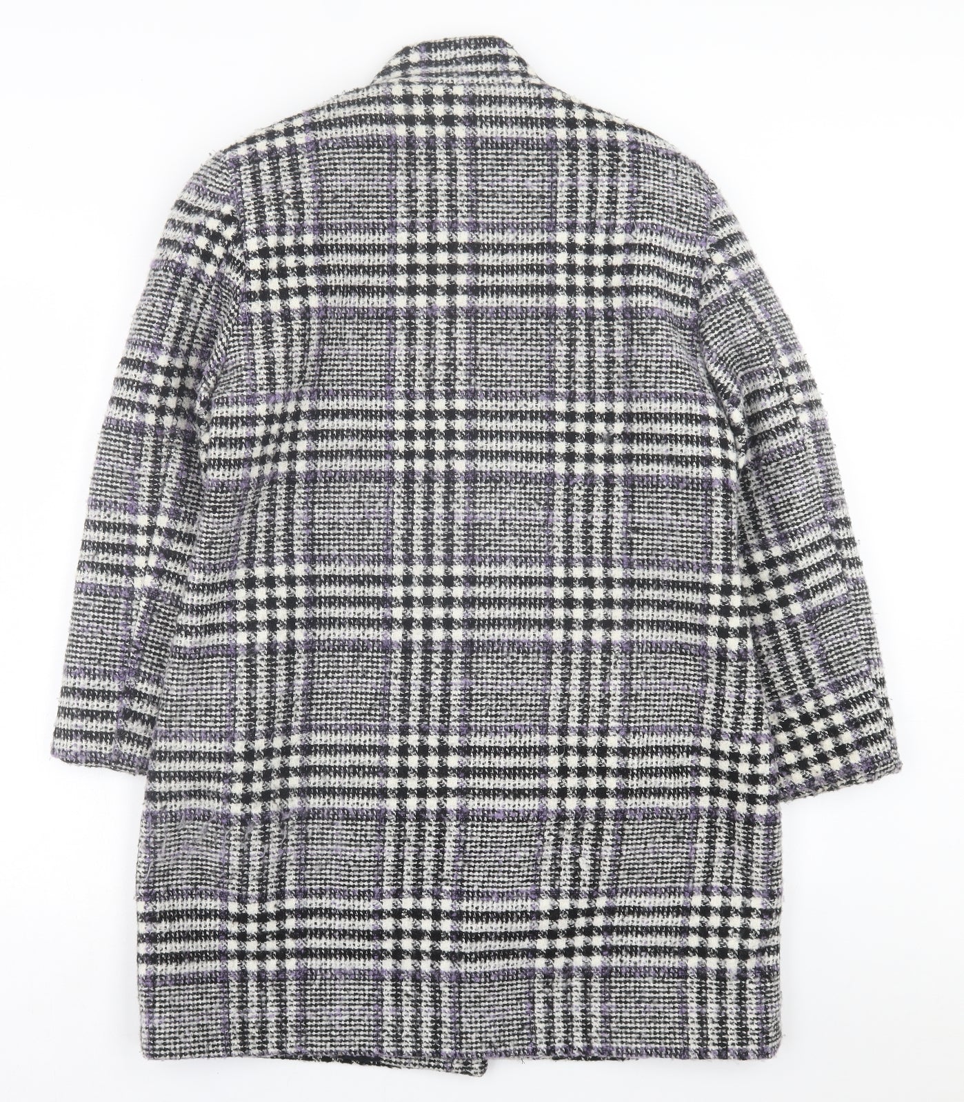 Classic Womens Purple Plaid  Overcoat Coat Size 12  Button