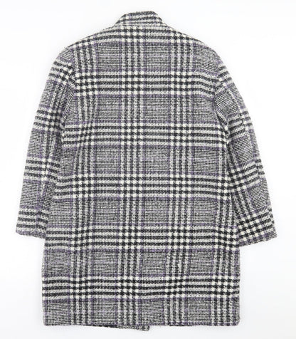 Classic Womens Purple Plaid  Overcoat Coat Size 12  Button