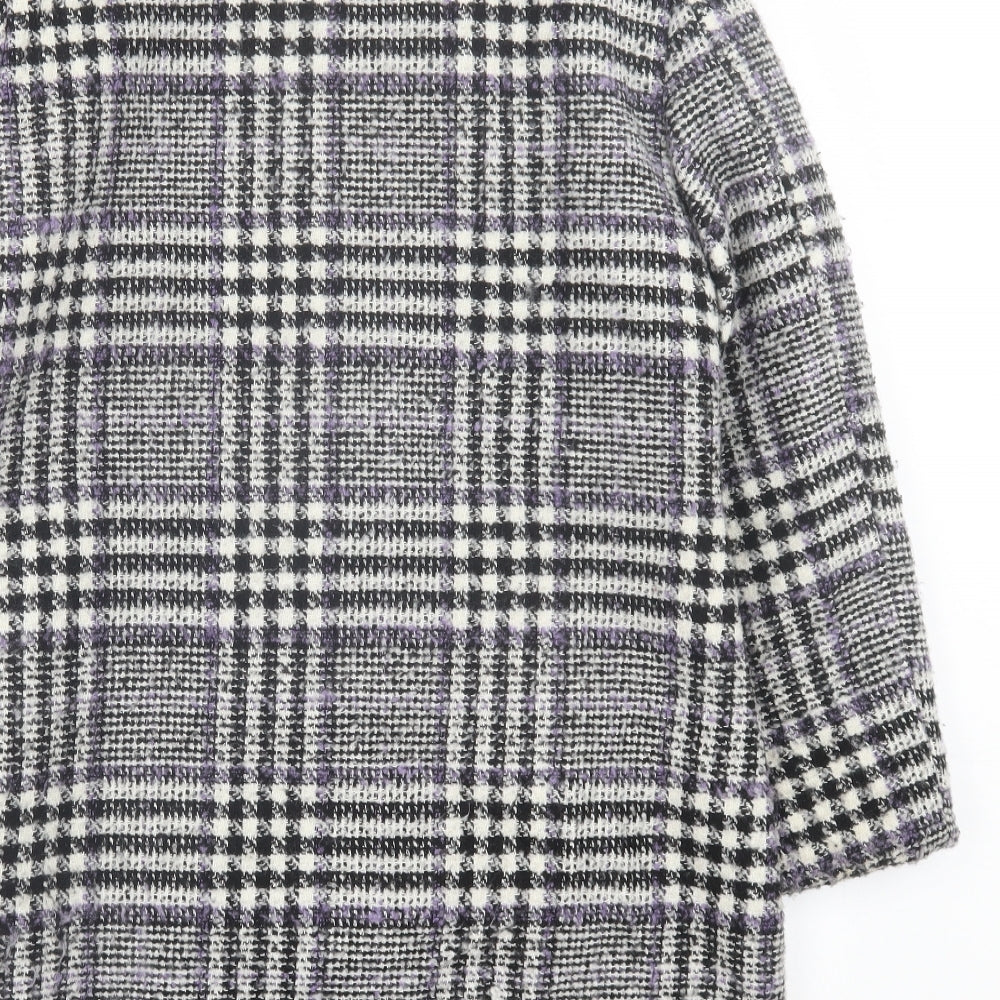 Classic Womens Purple Plaid  Overcoat Coat Size 12  Button