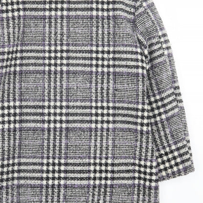 Classic Womens Purple Plaid  Overcoat Coat Size 12  Button