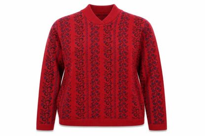 St.Micheal Womens Red V-Neck Geometric Acrylic Pullover Jumper Size 16