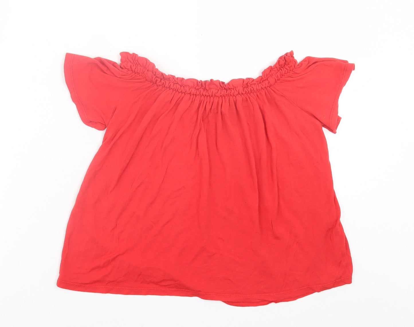 Primark Womens Red  Viscose Basic T-Shirt Size 10 Boat Neck