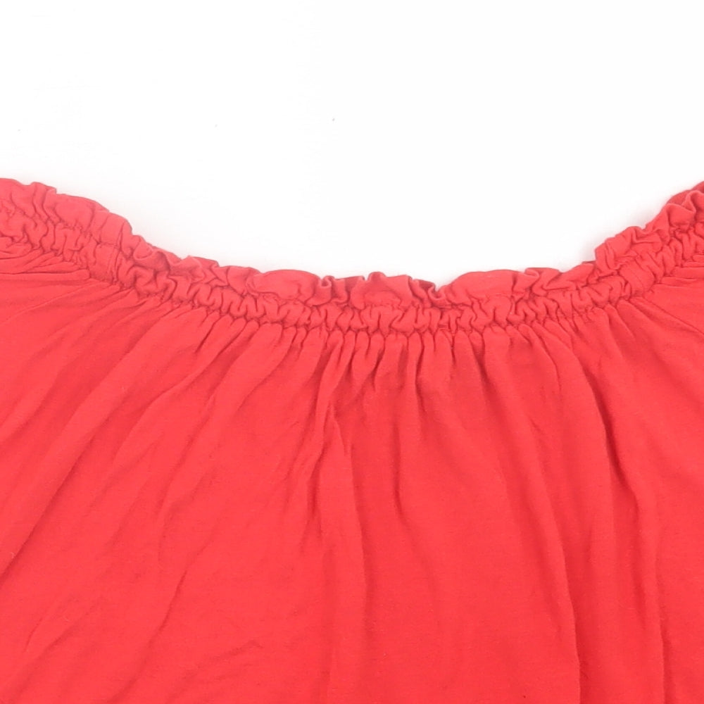 Primark Womens Red  Viscose Basic T-Shirt Size 10 Boat Neck