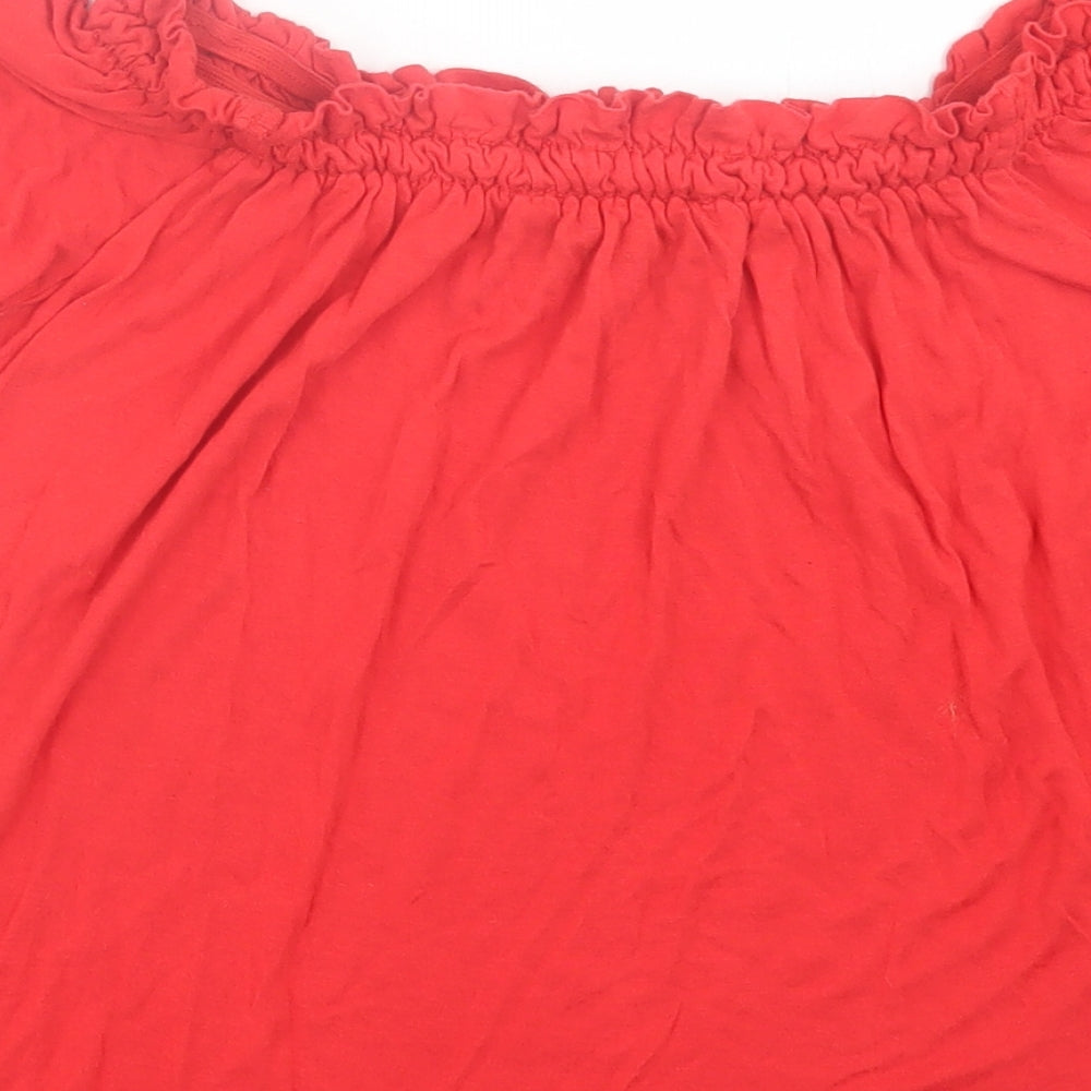 Primark Womens Red  Viscose Basic T-Shirt Size 10 Boat Neck