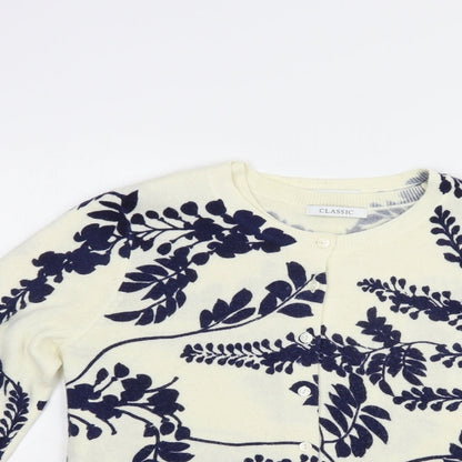 Womens UK Size 8 Marks and Spencer Ivory Full Zip Jumper