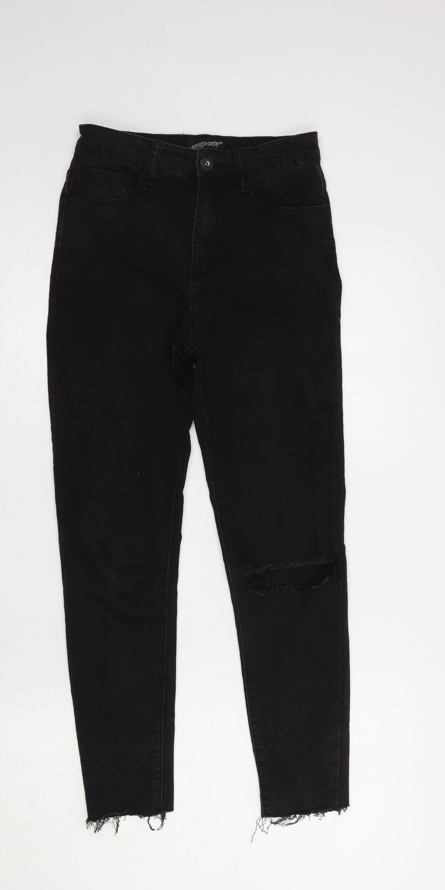 Monokrom Womens Black  Cotton Skinny Jeans Size 6 L25 in Regular Button