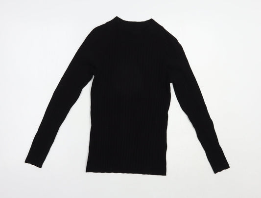 H&M Womens Black Mock Neck  Acrylic Pullover Jumper Size S