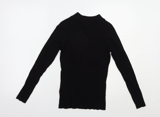 H&M Womens Black Mock Neck  Acrylic Pullover Jumper Size S
