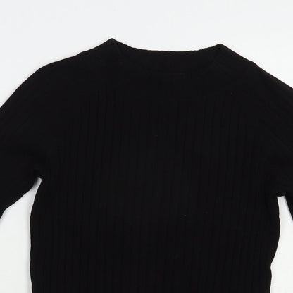 H&M Womens Black Mock Neck  Acrylic Pullover Jumper Size S